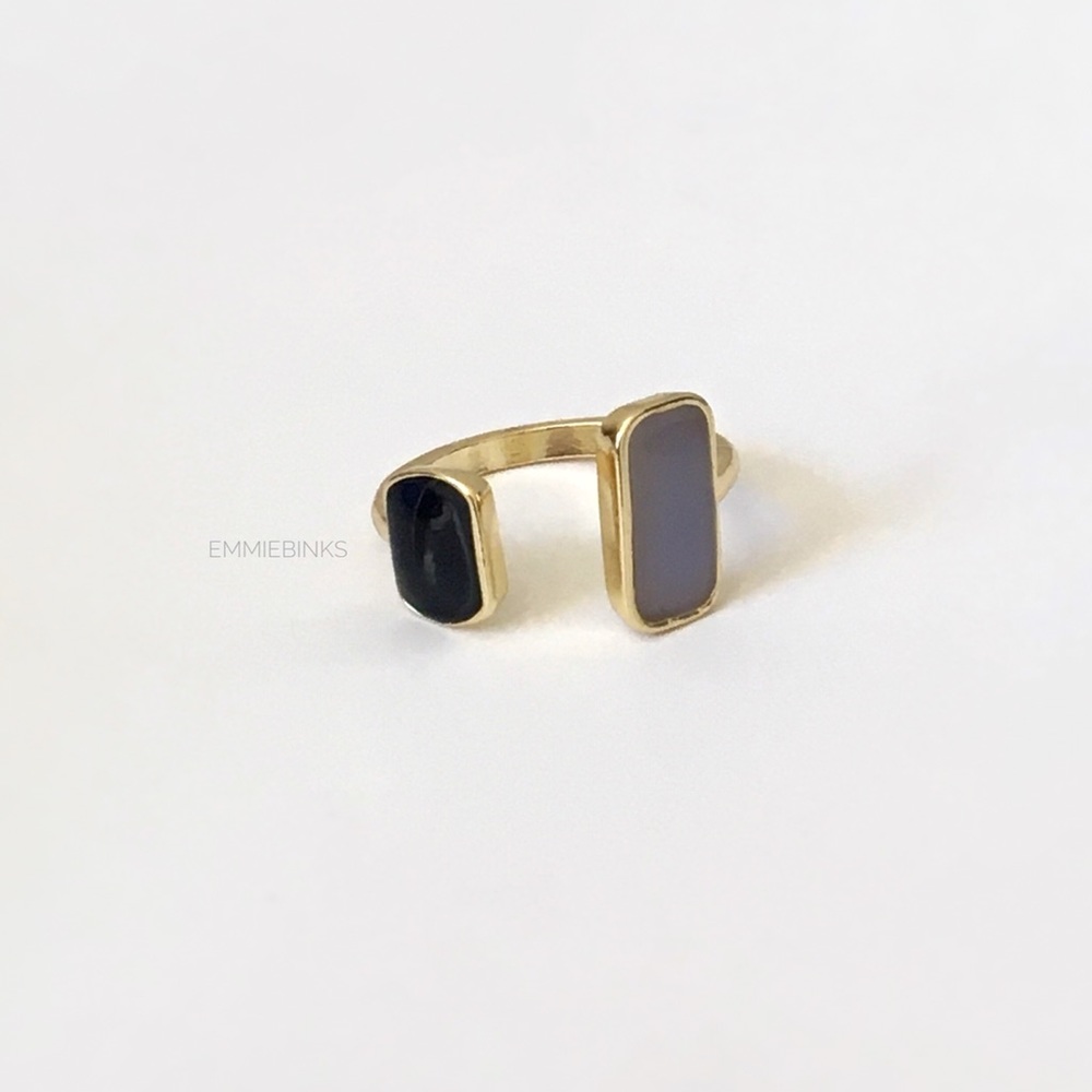 💥3for$28 New 2 Tone Art Deco Open Cuff Statement Ring Vertical Adjustable - Picture 3 of 8